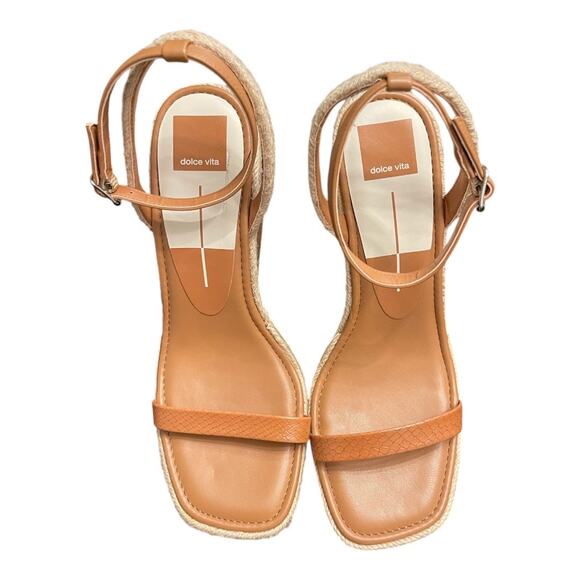 Dolce Vita Aurora Ankle Strap Espadrille Wedge Sandals Cedar Embossed Stella 9.5 - Picture 4 of 12